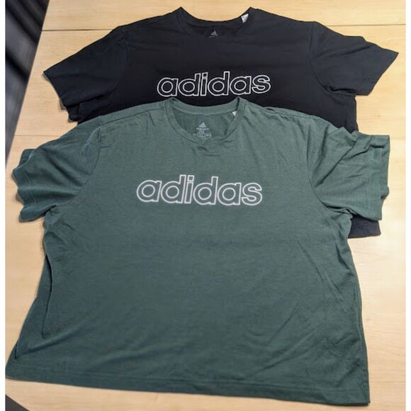 adidas Black & Green Ladies' Logo Crop Tee Shirts - Set of 2 - Size XXL 2XL - Picture 1 of 9